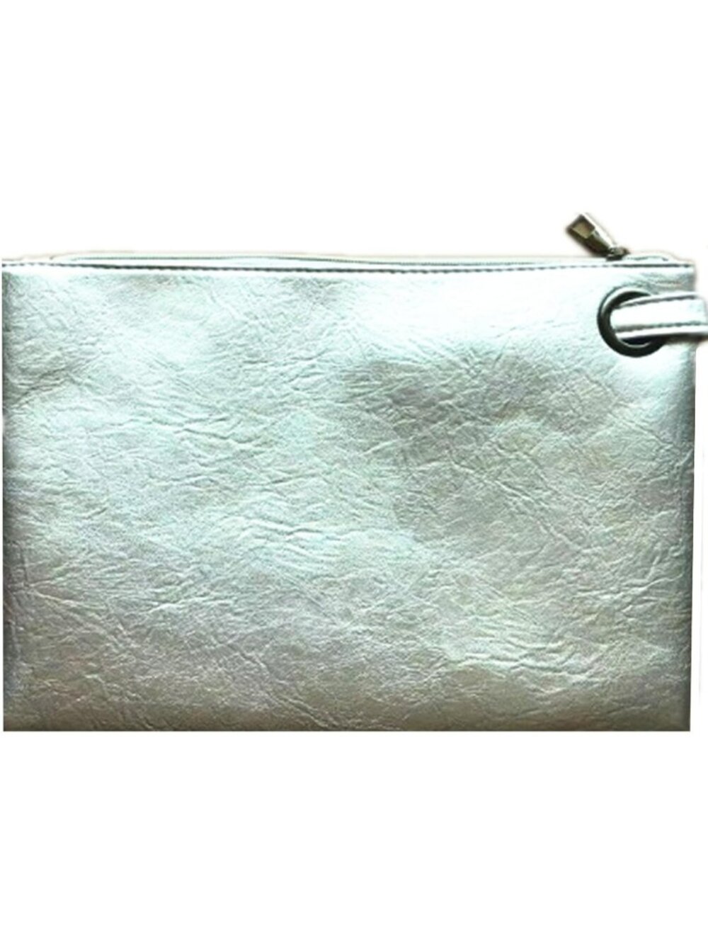 Women's Silver Evening Clutch Purse Envelope Zipper Handbag Shoulder Bag